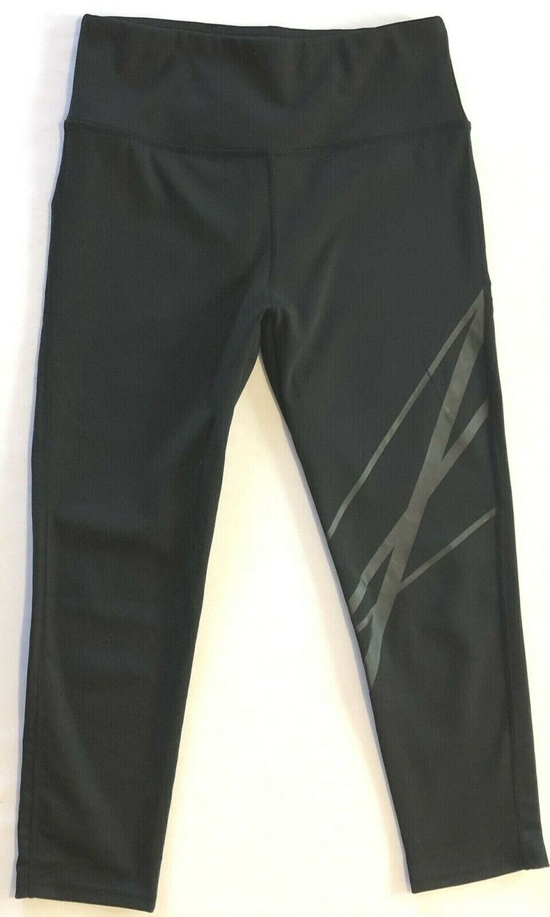 BSP Capri Leggings Women M Black Stripe Design Active Yoga Stretch Athleisure